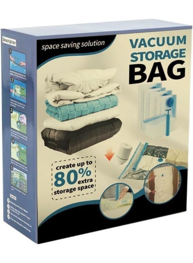 Eworld Vacuum Space Saver Compression Bag 12-Pack - Large, Medium, Small- For Clothes, Comforters & Blankets, Space Saver Bags with Hand Pump 4.5 Brand Rating - Image 1