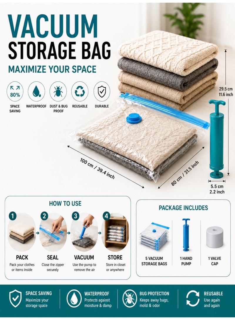 Eworld Vacuum Space Saver Compression Bag 12-Pack - Large, Medium, Small- For Clothes, Comforters & Blankets, Space Saver Bags with Hand Pump 4.5 Brand Rating - Image 5