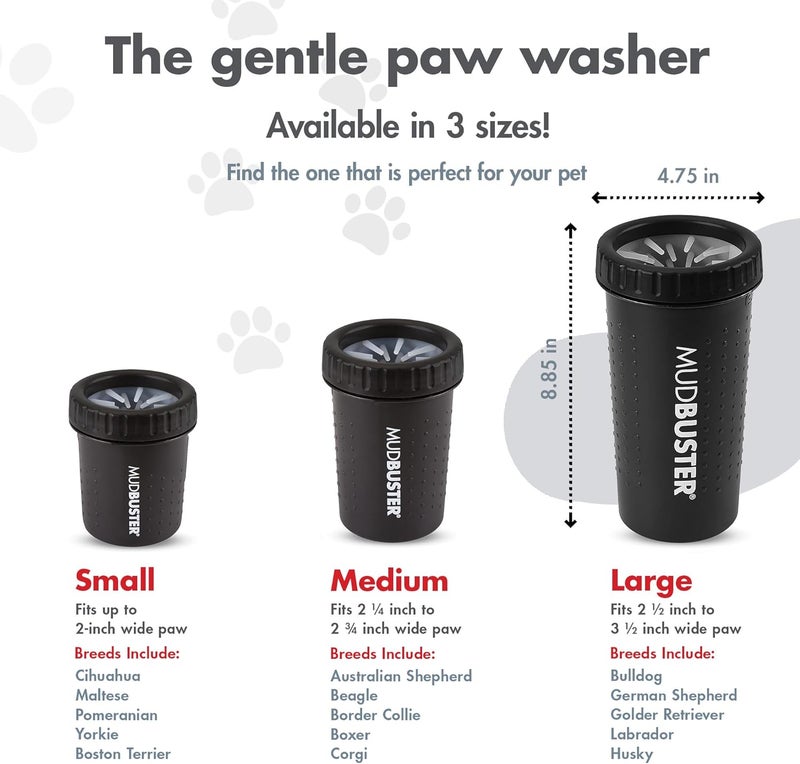 Dexas MudBuster Portable Dog Paw Washer/Paw Cleaner, Large, Matte Black- Special Edition (PW72025-22WP) - Image 3