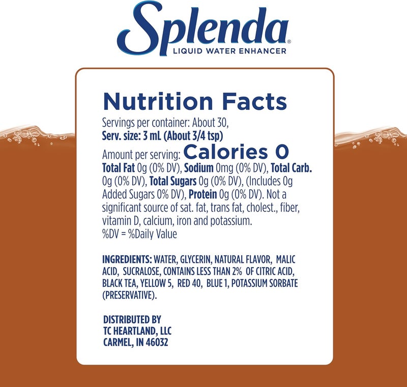 SPLENDA Liquid Water Enhancer Drops - Sugar Free Sweet Tea Flavor, 3.11 Fl Oz Each Bottle (2 Pack) - Image 2