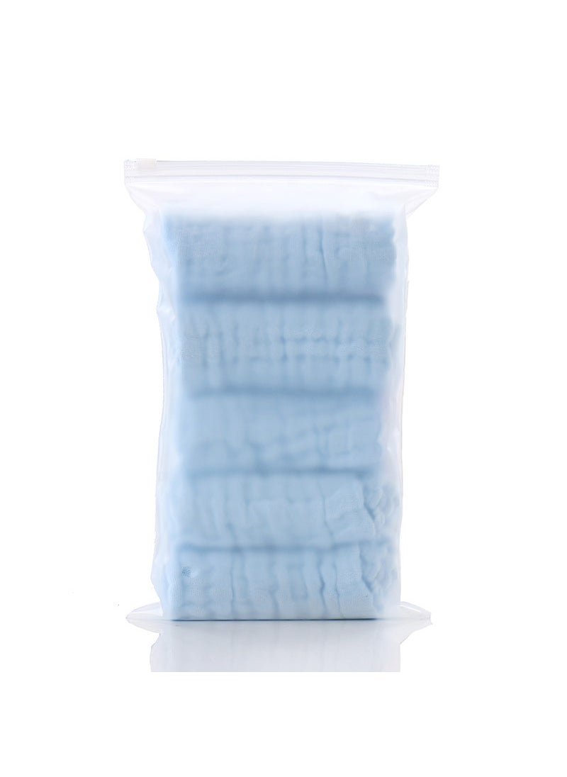 6-Layer Gauze Solid Color Baby Burp Cloths Toddler Handkerchiefs Blue 5 Pack