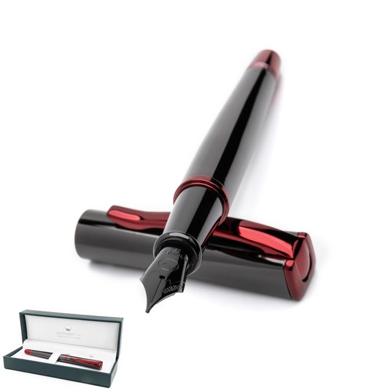 Monteverde USA Impressa Fountain Pen Gun Metal with Red Trim Stub Point JoWo German Nib - Image 2