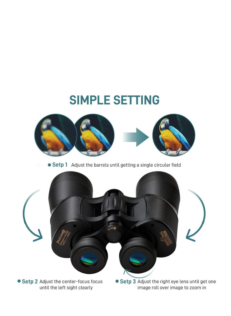 Generic 20x50 HD Binoculars for Adults High Powered Professional Waterproof/Compact Binoculars Durable & Clear BAK4 Prism FMC Lens,Bird Watching Binoculars for Adults Outdoor Sports Travel Hunting  - Image 4