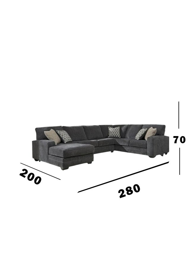 هوم جويز كنبة زاوية لوكس لينيار لونجر - تصميم على شكل حرف U - كتان رمادي - Image 3