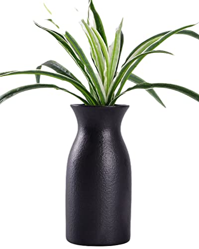 WHJY WHJY 6 inch Black Nordic Minimalist Matte Handmade Ceramic Vases Japanese Zen Stoneware Flowerware Floral Decorations for Living Room Study Bedroom Balcony Bar  Short Black