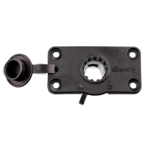 Scotty #244L-BK Locking Flush Deck Mount w/ Rain Cap (Black) - Image 1