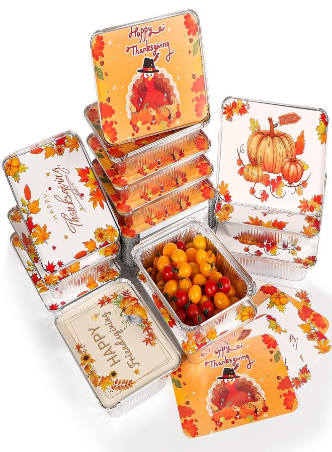 Atonofun Thanksgiving Aluminum Food Containers With Lids - 48 PCS Disposable Turkey Tin Foil Pans for Leftovers and Party Supplies - Image 1