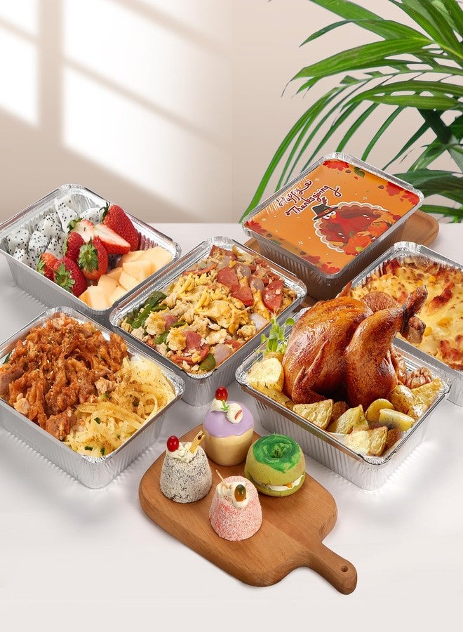 Atonofun Thanksgiving Aluminum Food Containers With Lids - 48 PCS Disposable Turkey Tin Foil Pans for Leftovers and Party Supplies - Image 5