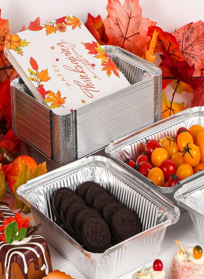 Atonofun Thanksgiving Aluminum Food Containers With Lids - 48 PCS Disposable Turkey Tin Foil Pans for Leftovers and Party Supplies - Image 3