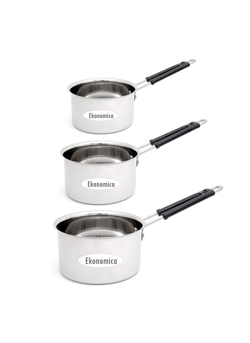 KCL Ekonomica Stainless Steel Flat Bottom Multipurpose Heat Proof Plain Saucepan 500ML750ML1000ML Diamater 16Cm17Cm 18Cm  - Image 1