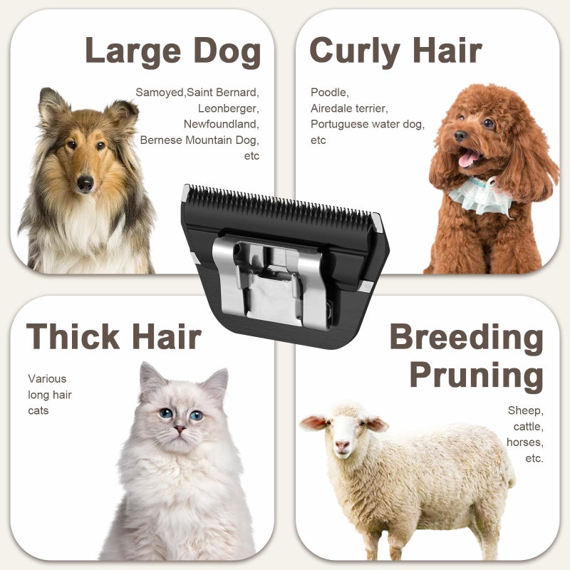 DODAER 4FW Wide Blades for Dog Grooming,Compatible with Andis,Oster A5,Wahl km10 Clippers,Cutting Length 3/8",(Black) - Image 4