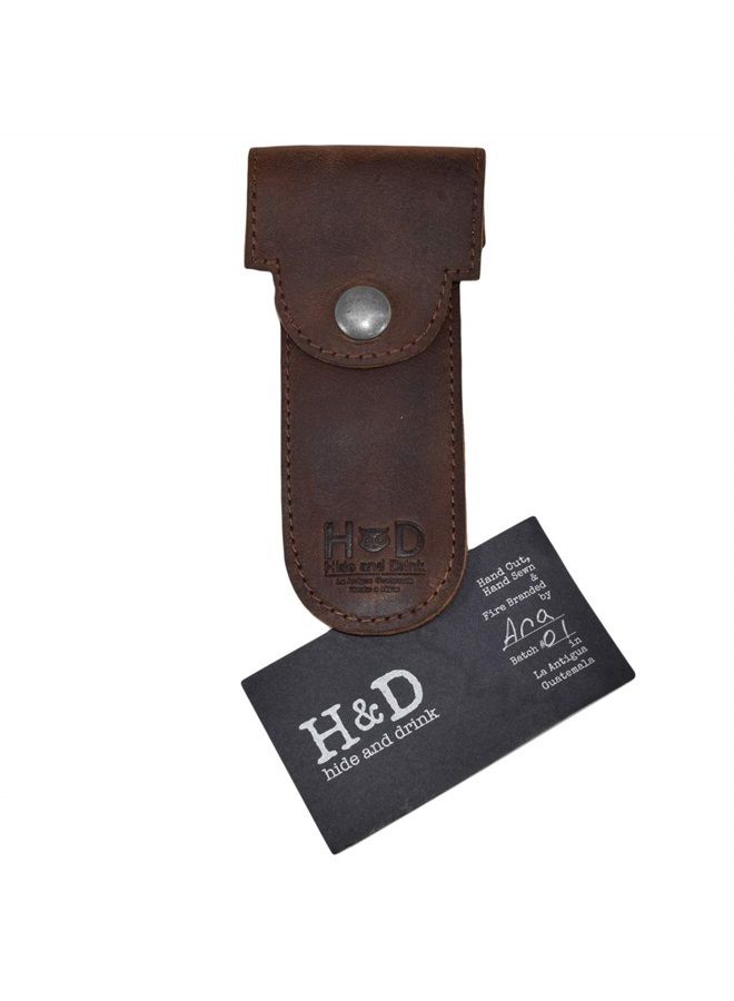Hide & Drink , Leather Double Edge Protector Case, Barber Razor Sheath, Safety Cover, Travel & Commuter Essentials, Portable Carry Bag, Vintage, Handmade Includes 101 Year Warranty :: Bourbon Brown (Bo