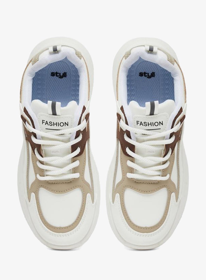 Styli Textured Lace Up Chunky Sneakers - Image 4