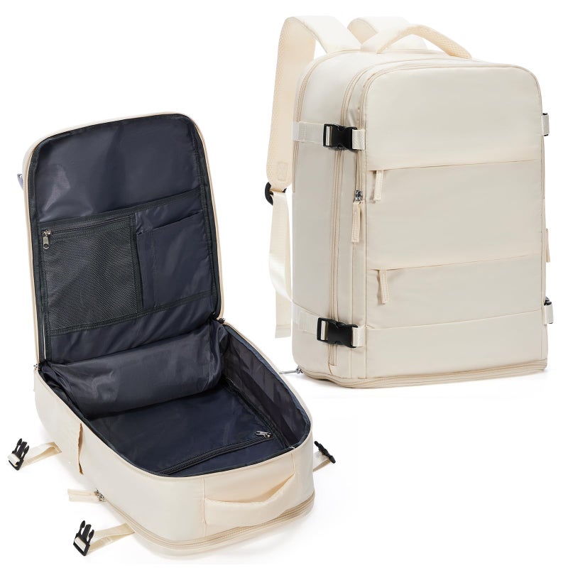 coowoz Travel Backpack For Women Men,Carry On Backpack,Hiking Backpacks Waterproof Outdoor Sports Rucksack Casual Daypack travel essentialsï¼ˆOff Whiteï¼‰ - Image 1