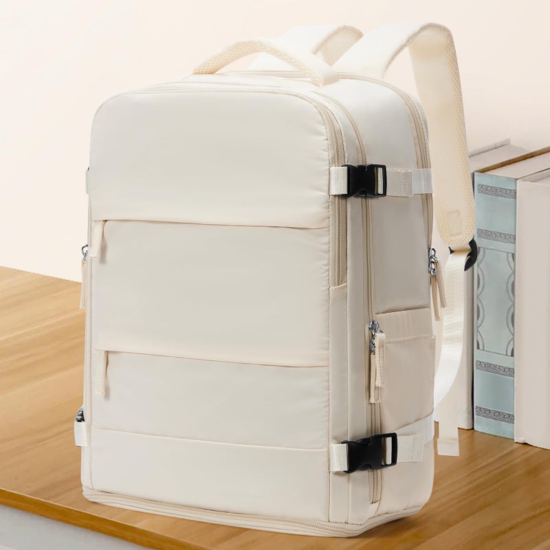 coowoz Travel Backpack For Women Men,Carry On Backpack,Hiking Backpacks Waterproof Outdoor Sports Rucksack Casual Daypack travel essentialsï¼ˆOff Whiteï¼‰ - Image 2