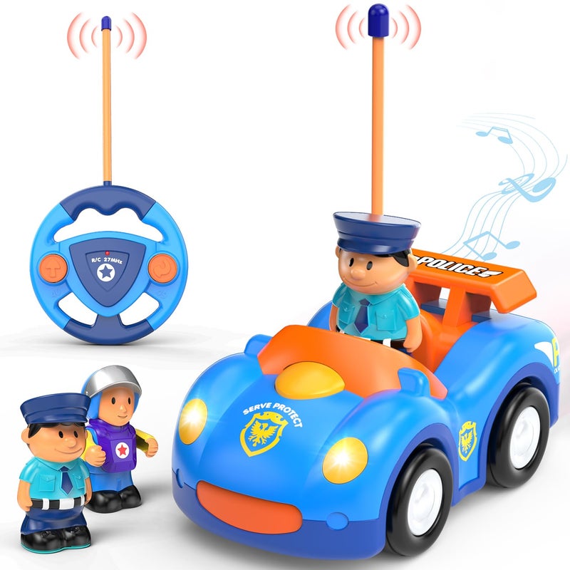 Elovien Remote Control Car for Toddlers RC Police Car Toys for 2 3 4 5 Year Old Boy Radio Controlled Cars Ages 24 with Lights Music First Birthday Gifts for Boys Girls Blue - Image 3