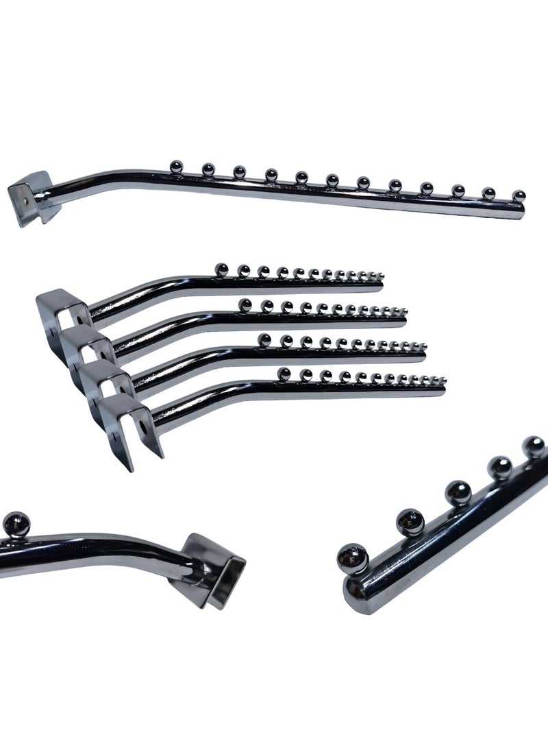 أورتوك 10 قطع شلال شلال لجدار الشرائح 12 خطافًا مستطيل الشكل مثبت على أنبوب مستطيل الشكل، خطافات معلقة على الحائط ذات شريحة شديدة التحمل، خطافات معدنية معلقة بفم أنبوب 2 سم، خطافات معلقة للعرض في المرآب، متجر بيع بالتجزئة، ورشة عمل - 48 سم - Image 1