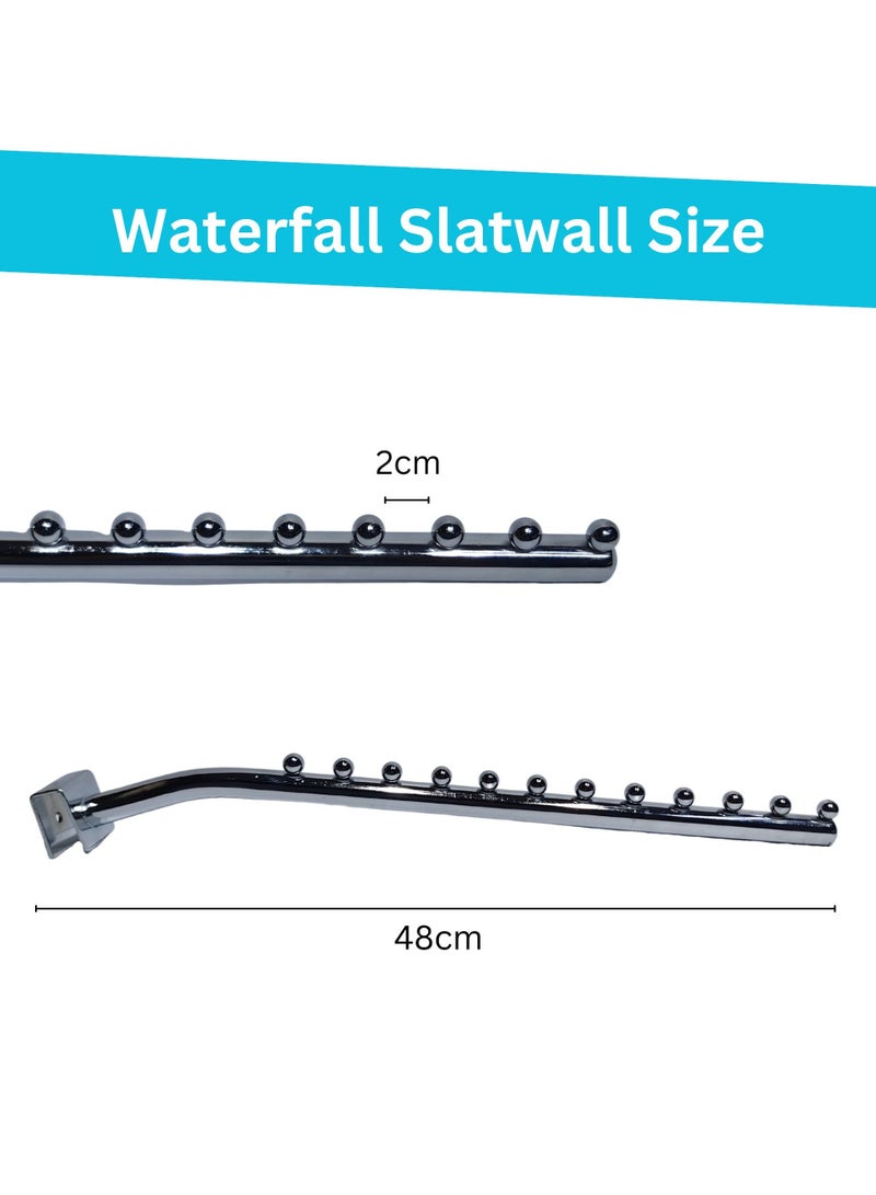 أورتوك 10 قطع شلال شلال لجدار الشرائح 12 خطافًا مستطيل الشكل مثبت على أنبوب مستطيل الشكل، خطافات معلقة على الحائط ذات شريحة شديدة التحمل، خطافات معدنية معلقة بفم أنبوب 2 سم، خطافات معلقة للعرض في المرآب، متجر بيع بالتجزئة، ورشة عمل - 48 سم - Image 2