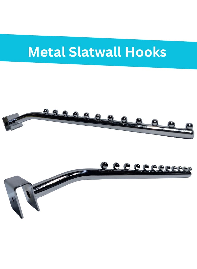 أورتوك 10 قطع شلال شلال لجدار الشرائح 12 خطافًا مستطيل الشكل مثبت على أنبوب مستطيل الشكل، خطافات معلقة على الحائط ذات شريحة شديدة التحمل، خطافات معدنية معلقة بفم أنبوب 2 سم، خطافات معلقة للعرض في المرآب، متجر بيع بالتجزئة، ورشة عمل - 48 سم - Image 3