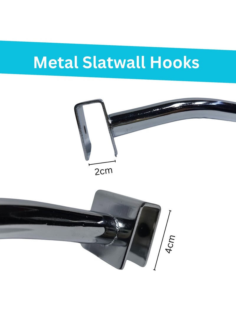 أورتوك 10 قطع شلال شلال لجدار الشرائح 12 خطافًا مستطيل الشكل مثبت على أنبوب مستطيل الشكل، خطافات معلقة على الحائط ذات شريحة شديدة التحمل، خطافات معدنية معلقة بفم أنبوب 2 سم، خطافات معلقة للعرض في المرآب، متجر بيع بالتجزئة، ورشة عمل - 48 سم - Image 4