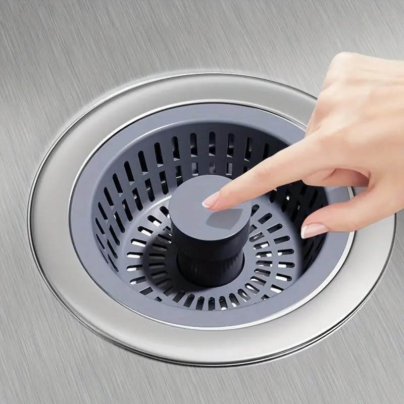 Plenteous 3 in 1 Kitchen Sink Drain Strainer - Stopper Set, Stainless Steel Kitchen Sink Stopper, Pop Up Anti-Clogging Sink Strainer Basket Filter - Image 2