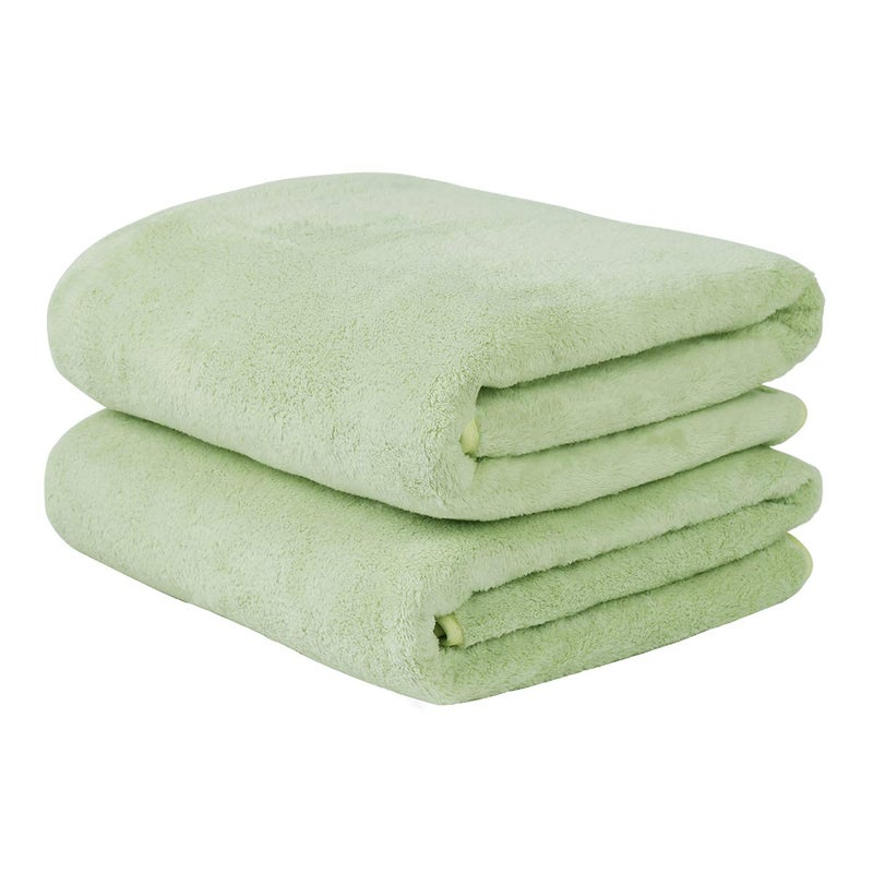 JML Luxury Hotel  SPA Bath Towels 2 Pack 30x60  350GSM High Density Fleece Towel Sets  Super Soft and Absorbent Lint Free Fade Resistant Oversized Bath Towel Coral Fleece Light Green