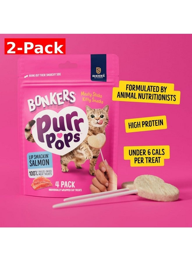 Bonkers Purrpops, Freeze Dried Salmon Flavored Lollipop Cat Treats, Cat Treats, Treats for Training, for All Breeds and Ages, Food Topper (8 Pieces) 2-Pack - Image 2