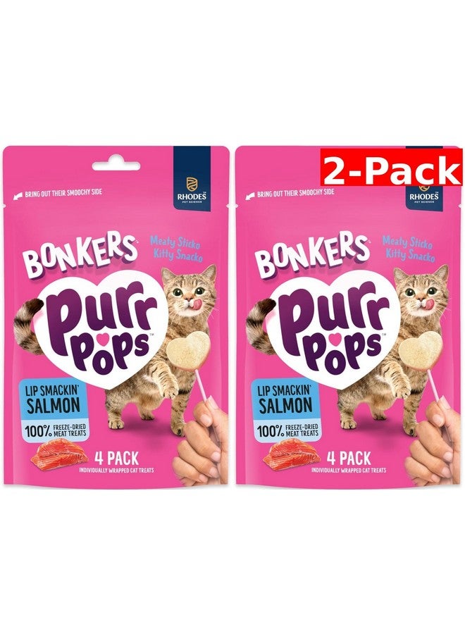 Bonkers Purrpops, Freeze Dried Salmon Flavored Lollipop Cat Treats, Cat Treats, Treats for Training, for All Breeds and Ages, Food Topper (8 Pieces) 2-Pack - Image 1
