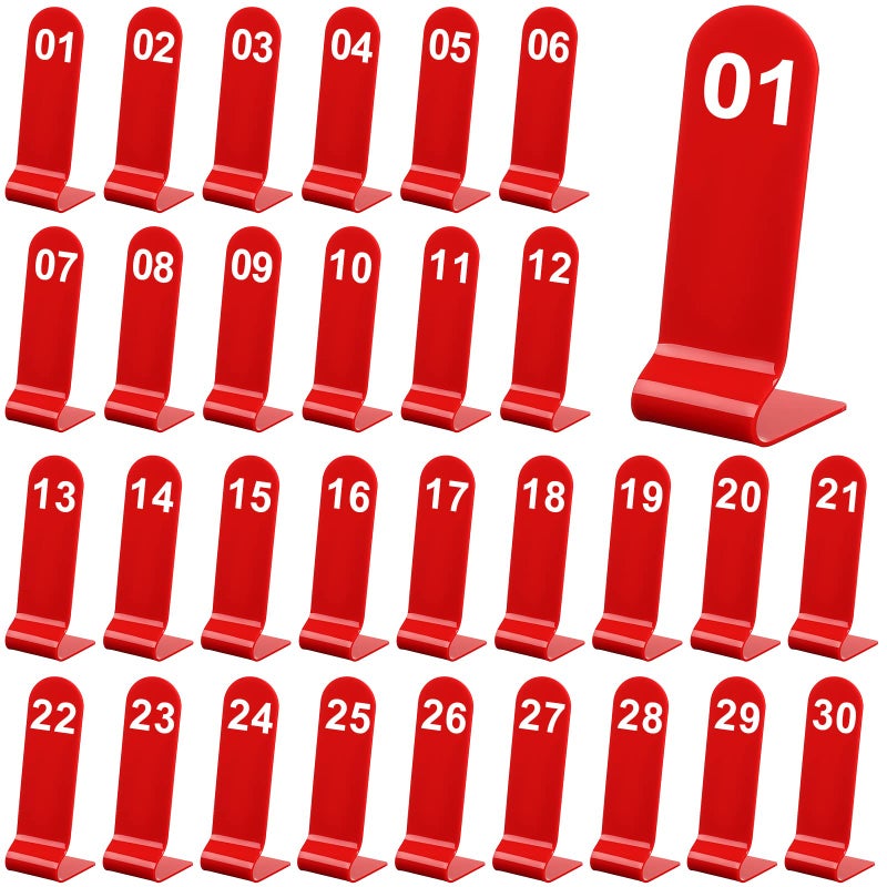 Tuanse 130 Table Order Numbers Restaurant Double Sided Acrylic Reception Number Stands Signs for Wedding Restaurant Seating Cafes Party BanquetRed