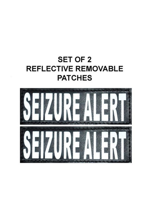Set of 2 Reflective Seizure Alert Removable Patches with Hook Backing for Working Dog Harnesses & Vests. Durable and Interchangeable - Comes in 3 Sizes Small, Medium and Large