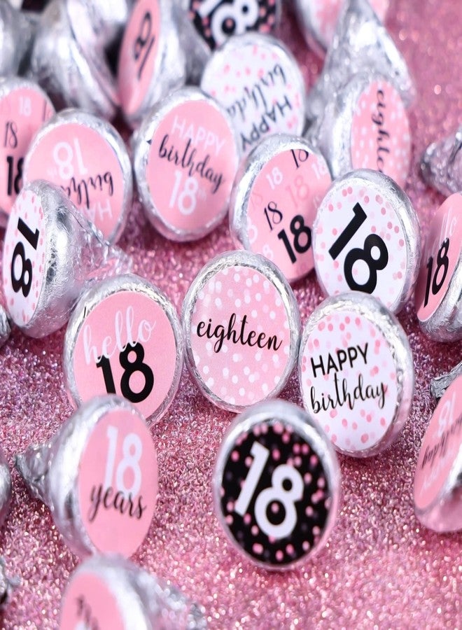 DISTINCTIVS Pink, Black, and White 18th Birthday Party Favor Chocolate Kisses Candy Stickers - 180 Count, 18th Birthday Decorations for Girls Pink - Image 2
