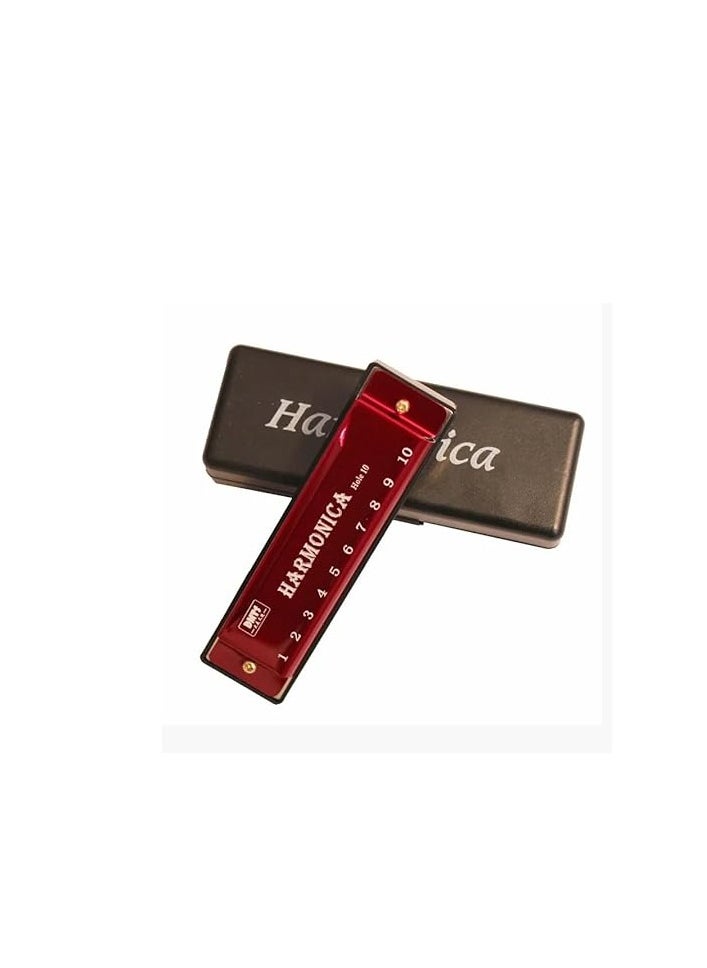 MySouq.co Store Harmonica for Musical Instrument for Beginners with 10 Hole Diatonic Mouth Organ Set with Storage Box Music Boxes 11Cm Long (Red)  - Image 3