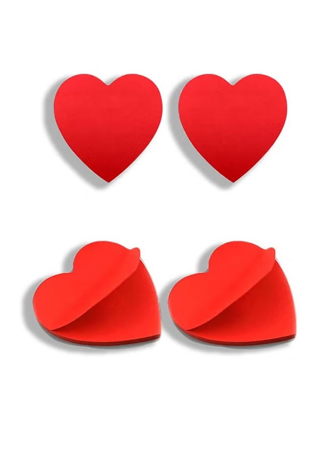 4 Pack Red Heart Shaped Sticky, Notes Cute and Self-Stick Memo Pads for School, Office, Women, and Valentine's Day - Image 1