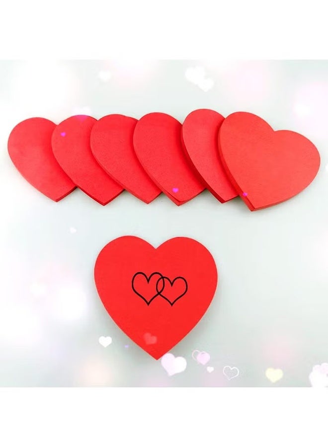 4 Pack Red Heart Shaped Sticky, Notes Cute and Self-Stick Memo Pads for School, Office, Women, and Valentine's Day - Image 3