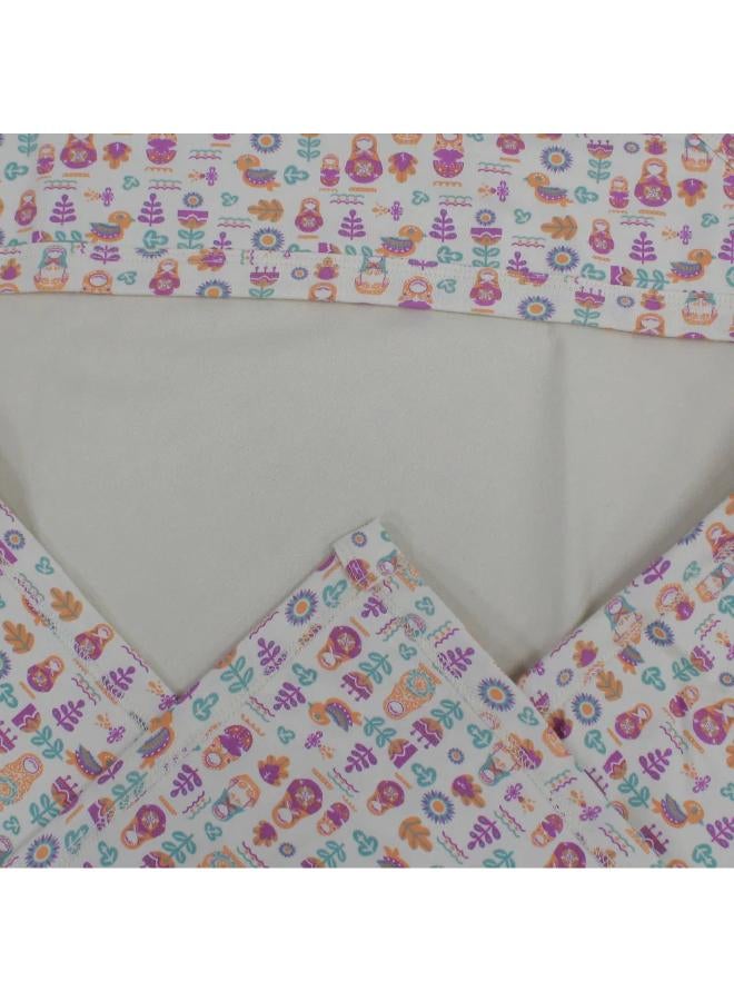 Junior Baby Girls Cotton Blanket – Beige with Floral Print - Image 3