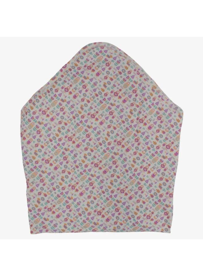 Junior Baby Girls Cotton Blanket – Beige with Floral Print - Image 1