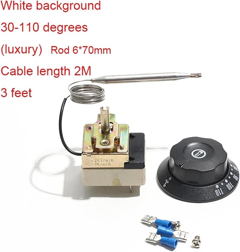 White 30 110 A Temperature Control Knob Automatic Thermostat Switch Adjustable Mechanical 0 110 60 200 50 300 Degree - Image 3