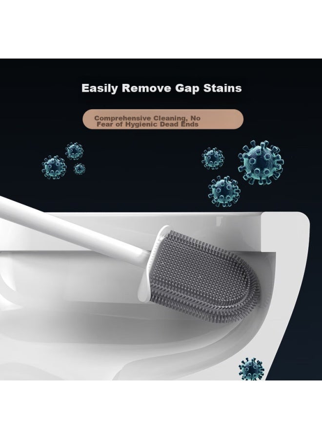 Zigman Cigeman Toilet Brush Set, Silicone, No Drilling Required, Cleaning Brush, Long Handle, Bathroom Toilet Brush, No Dead Angle, Toilet Cleaning Tool - Image 1
