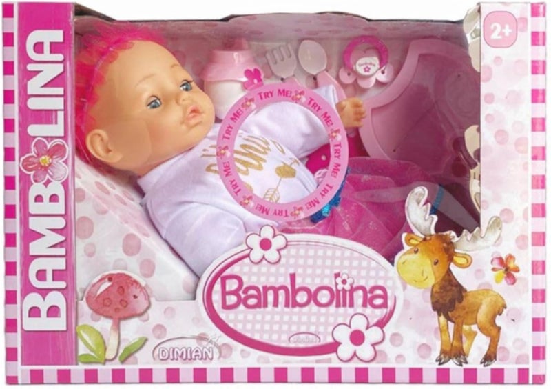 Barbie Dimian BD1872 Bambolina Doll Set with English 50 Words, 40 cm Size
