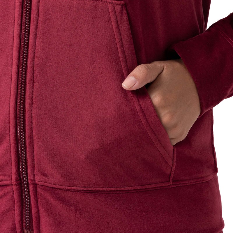 Wright's Women's Velour Tracksuit 2 Piece Zip Up Hoodie and Jogger, Red, Large - Image 3