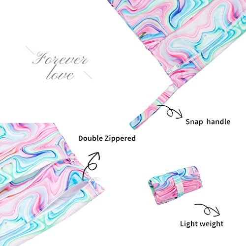 ALVABABY 3pcs Baby Cloth Diaper WetDry BagsWaterproof Reusable with Two PocketsTravel Beach Pool Daycare Soiled Baby ItemsYogaGym Bag for Swimsuits or Wet Clothes Pink impression 3LBS04 - Image 3