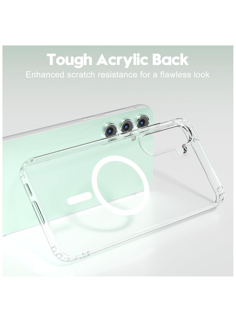 Samsung Galaxy S24 Plus Clear Magnetic Cover Mag Safe Compatible Clear Hard Back Case Shockproof Silicone Frame Edge Bumper Slim Transparent Case for Samsung Galaxy S24 Plus  - Image 2