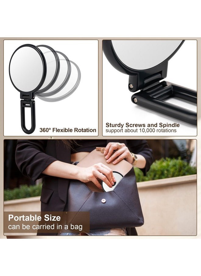 BOOMIBOO - 1X/10X Magnifying Handheld Mirror Double Sided, Foldable Travel Makeup Mirror, Adjustable Rotation Pedestal Hand/Hanging/Desk Vanity Mirror-Black - Image 1