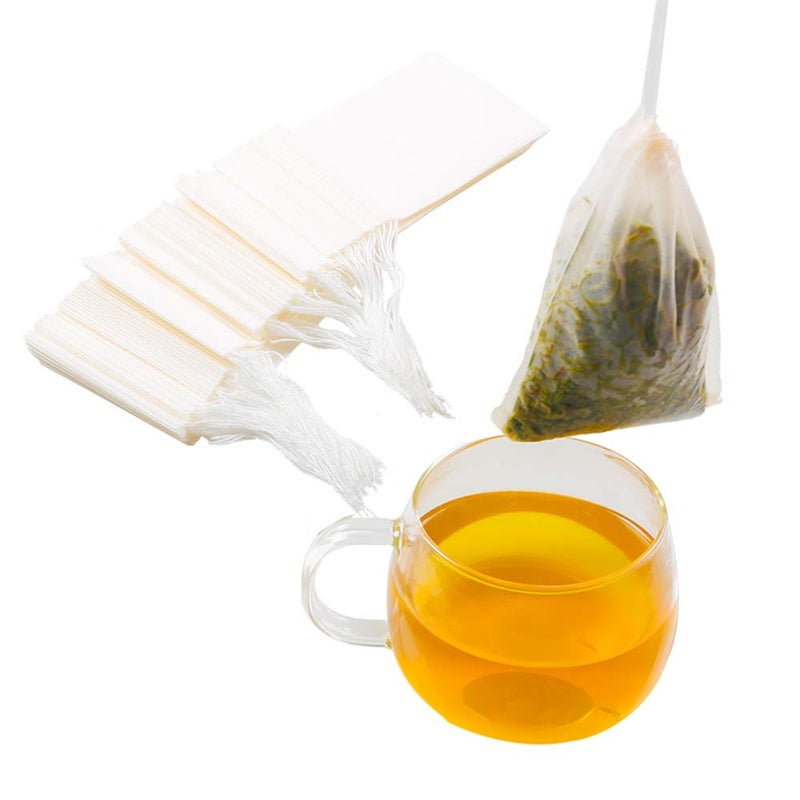 Tinkee Tea Filter bags safe and natural material disposable tea infuser empty tea bag with drawstring for loose leaf tea set of 100315 x 394 inch  White