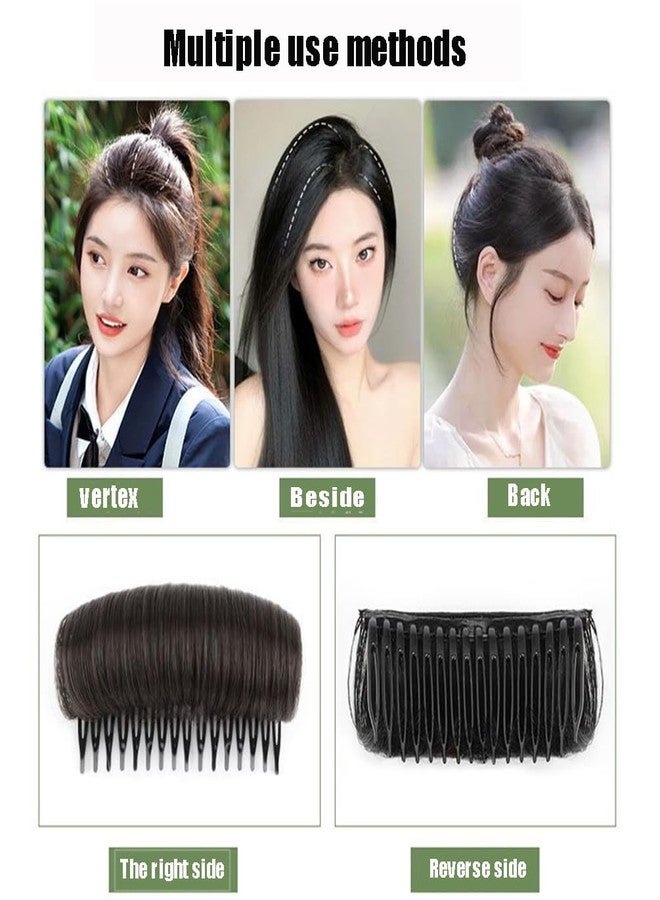 Furimuk 4Pcs Hair Bun Invisible False Hair Clip, Bump It Up Volume Hair Base Fluffy Hair Pad Styling Insert Tool, Princess Styling Volume Increased Pads Hair Accessories for Women (Dark brown) - Image 3