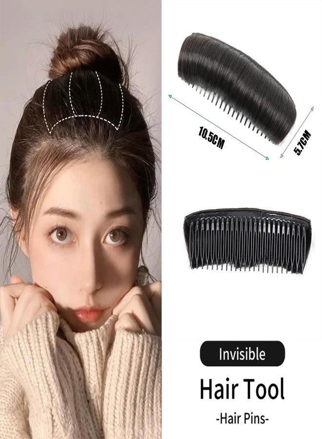 Furimuk 4Pcs Hair Bun Invisible False Hair Clip, Bump It Up Volume Hair Base Fluffy Hair Pad Styling Insert Tool, Princess Styling Volume Increased Pads Hair Accessories for Women (Dark brown) - Image 2