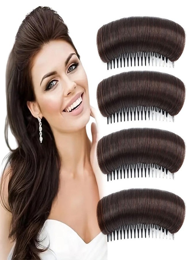 Furimuk 4Pcs Hair Bun Invisible False Hair Clip, Bump It Up Volume Hair Base Fluffy Hair Pad Styling Insert Tool, Princess Styling Volume Increased Pads Hair Accessories for Women (Dark brown) - Image 1