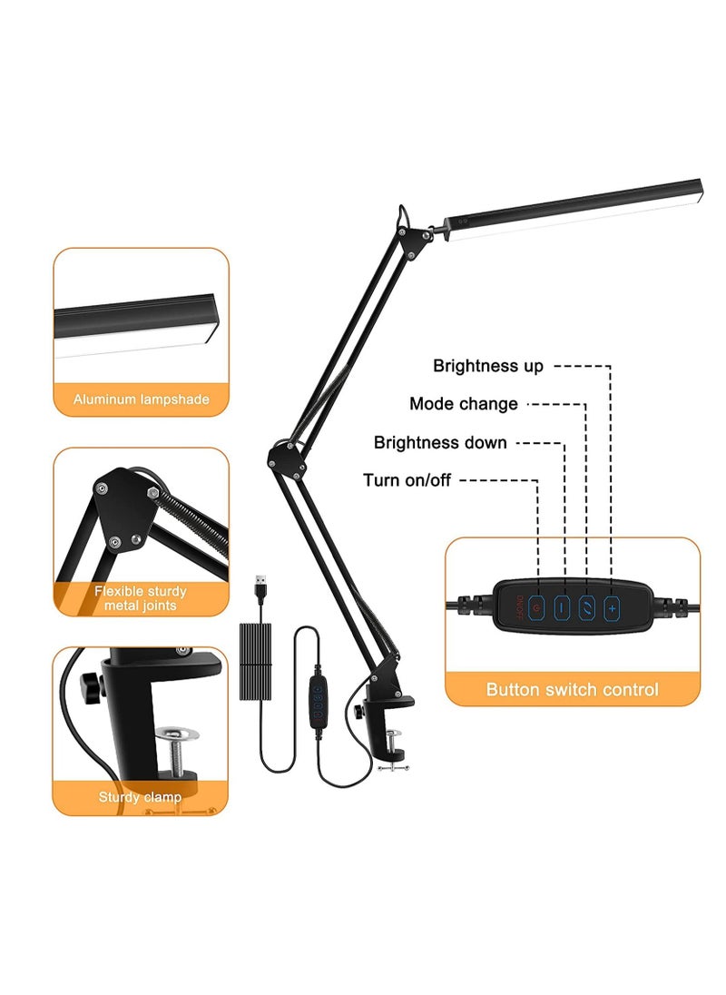 Generic - LED Desk Lamp, Eocean Swing Arm Clamp Light 3 Lighting 10 Brightness Eye-caring Architect 360 Degree Spin Memory Function Table Lamps for Home Office - Image 1