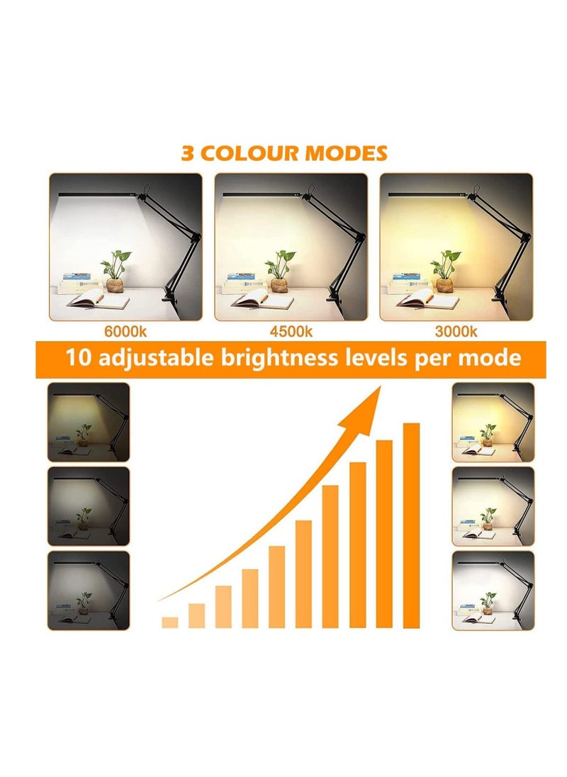 Generic - LED Desk Lamp, Eocean Swing Arm Clamp Light 3 Lighting 10 Brightness Eye-caring Architect 360 Degree Spin Memory Function Table Lamps for Home Office - Image 1