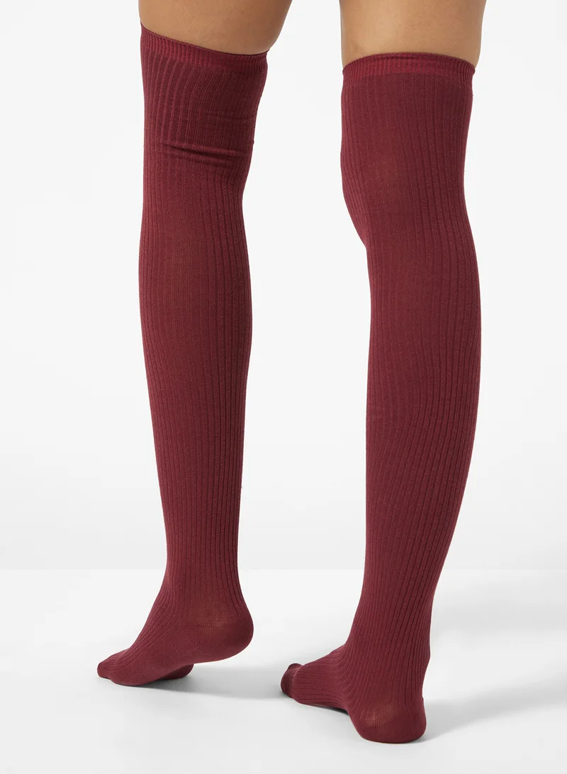Ginger Over The Knee Solid Socks